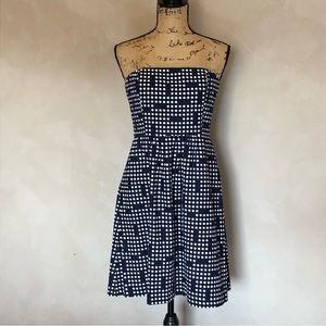 Gap polka dot strapless cotton linen dress